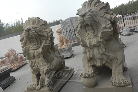 Classic natural modern white marble Lion Statues