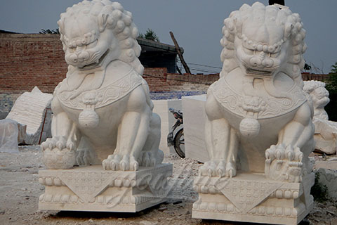 Decoration carving marble stone foo dog statues