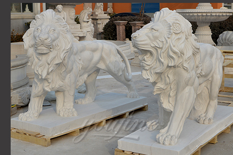 Garden natural marble lion animal stone sculptures