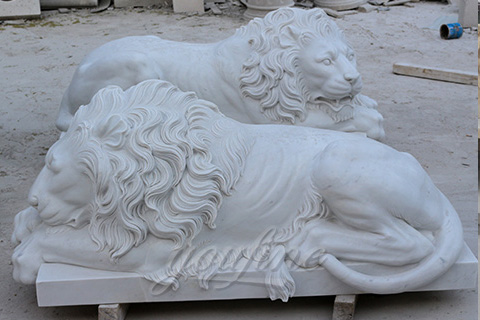 Hot sale decorative stone animal flying marble lion statues