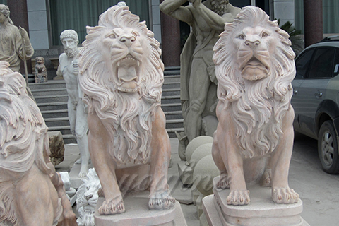 Large outdoor strong marble lion statues for garden