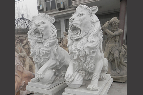 Outdoor Marble Lion Stone Statues